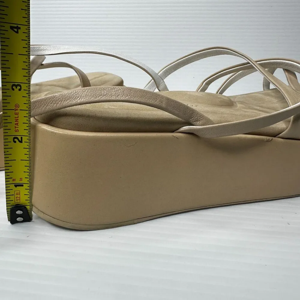 Rag & Bone Flatform Sandals 10 Strappy Minimalist Festival Neutral Tan Logan